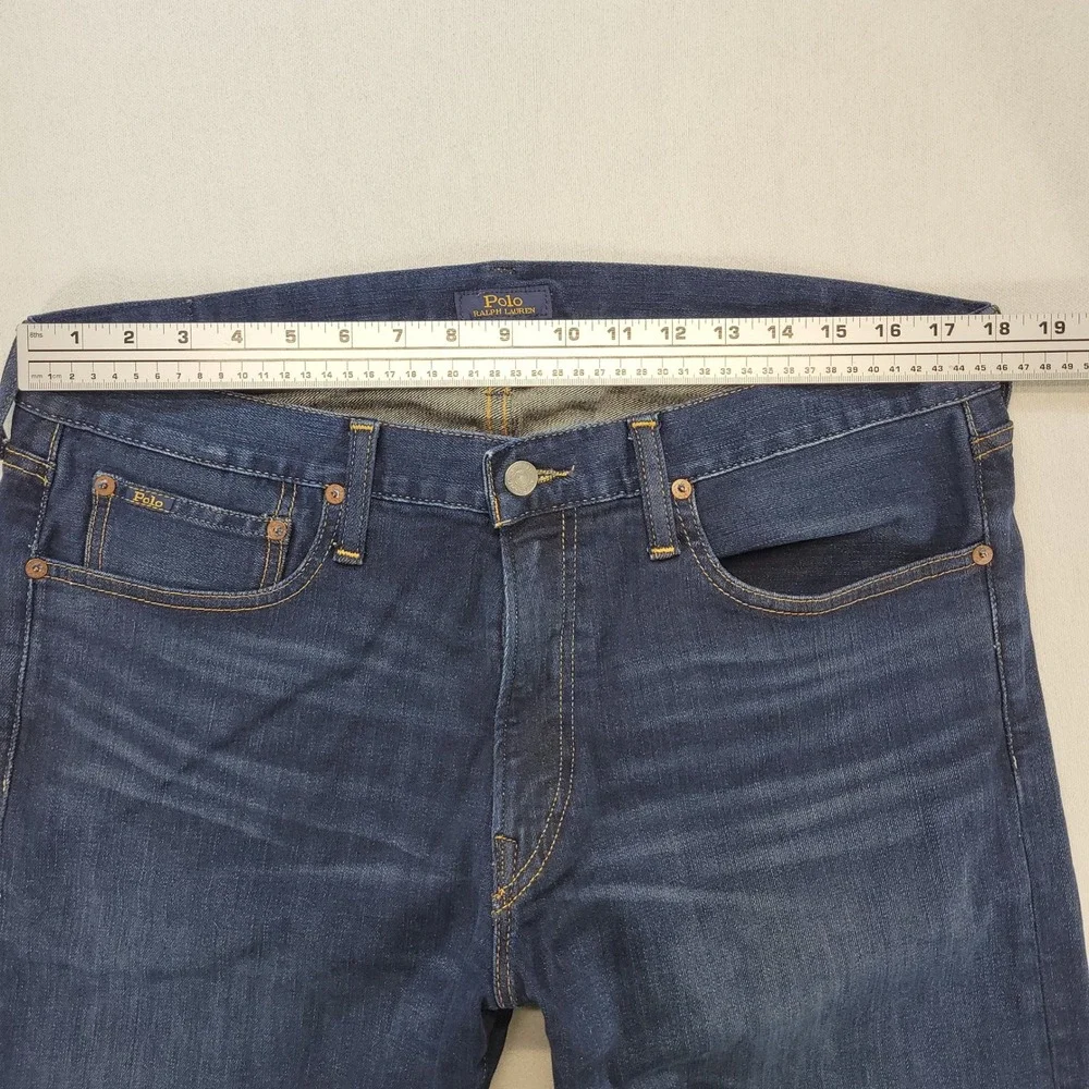 Polo Ralph Lauren Jeans Mens 36x30 Blue Varick Slim Straight Dark Wash Denim